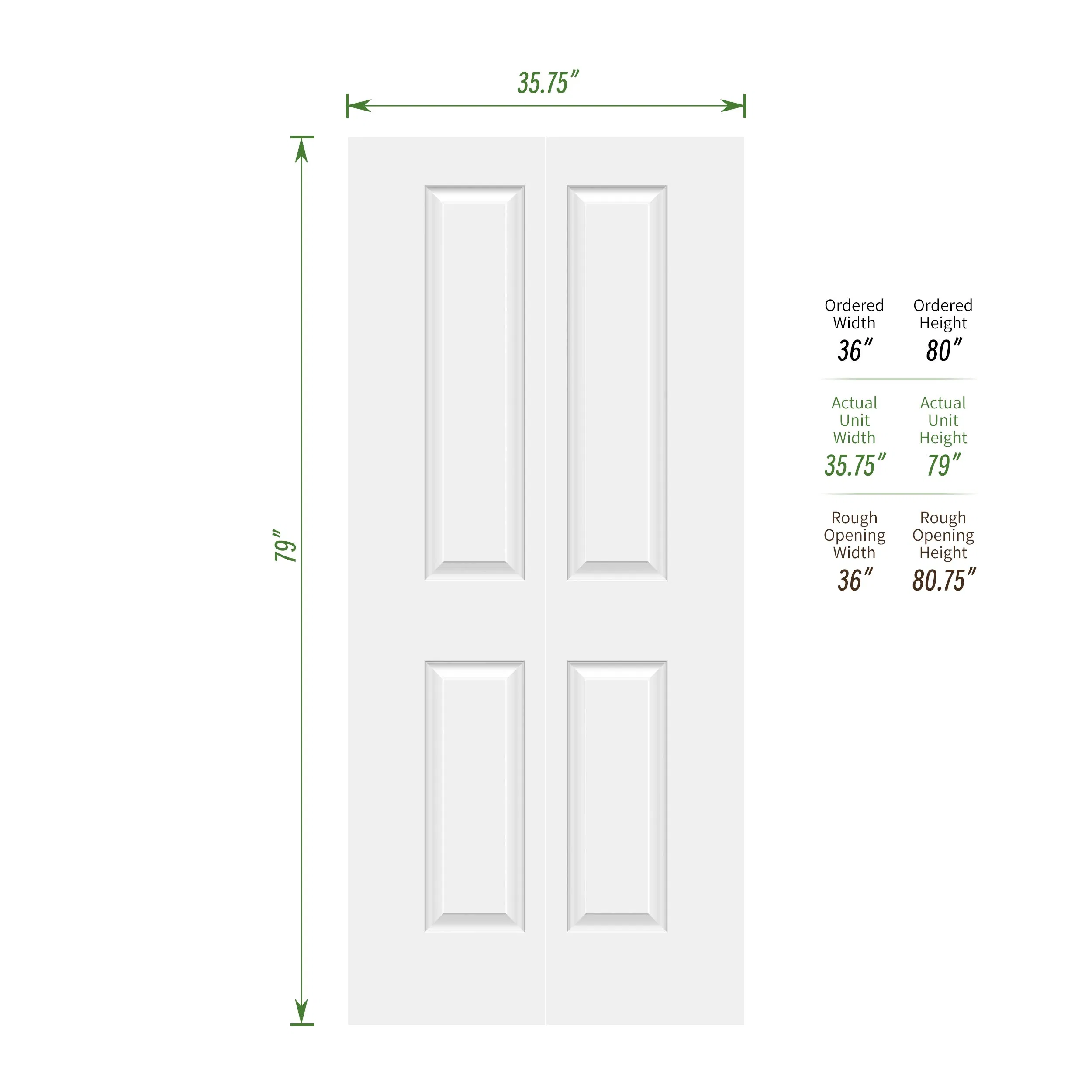 4-Panel Hollow Core Internal Bi-Folding Wooden Interior Bifold Closet Doors for Home