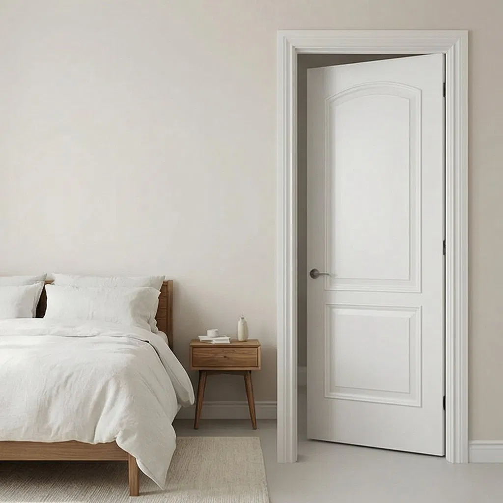 Wood Grain Surface Modern Interior Room Waterproof WPC Door Wooden Wood Plastic Composite PVC Door for Bedroom Bathroom Hotel Apartment School Hospital