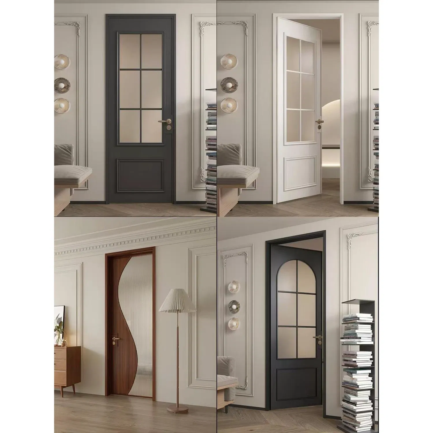 Solid Wood Paint Veneer Interior Door Modern Design Enters The Bedroom Bathroom Hotel Kitchen Villa School Made in China Wooden Interior Paint Wooden Door