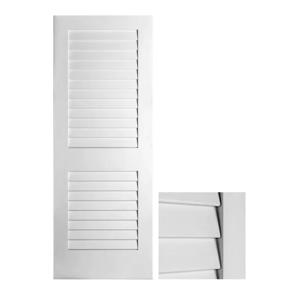 Interior Prehung White 30 in. X 80 in. Primed Panel Composite MDF Full Louver Interior Door Slab
