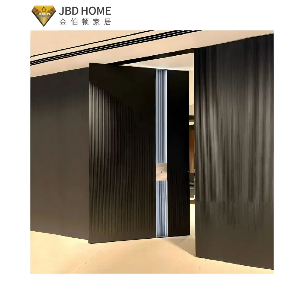 Wooden Pivot Door for Villa Main Entrance with FSC-Certified Timber &amp; Fire-Rated Option (PD-WOOD100)