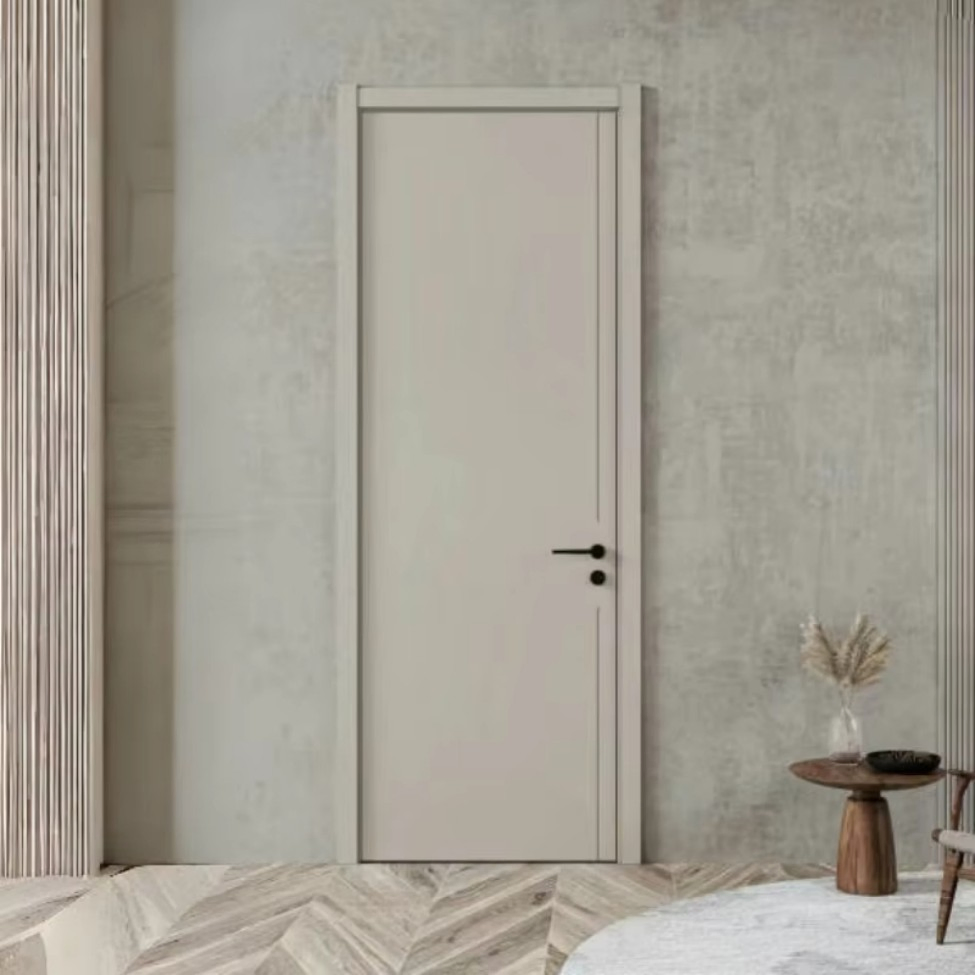 Solid Wood Baking Paint Veneer Interior Door Modern Design for Entry in Bedroom Bathroom Hotel Kitchen Villa School Made China