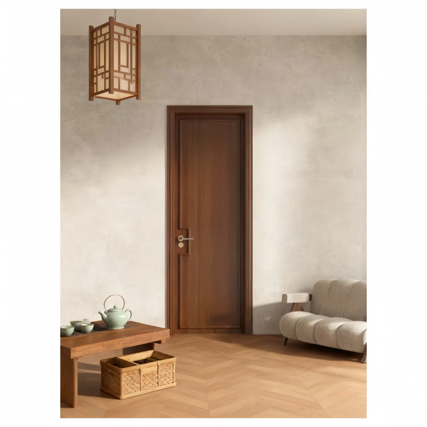 High-Quality Interior Bedroom Solid Wooden Door- Fire-Rated, Acoustic Laminated MDF Core with Real Wood Surface, Bulk Supply