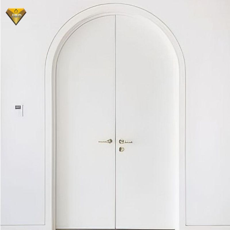 Hand Carved Antique Style House Entry Door Design Solid Wooden Round Oak Arched Interior Door