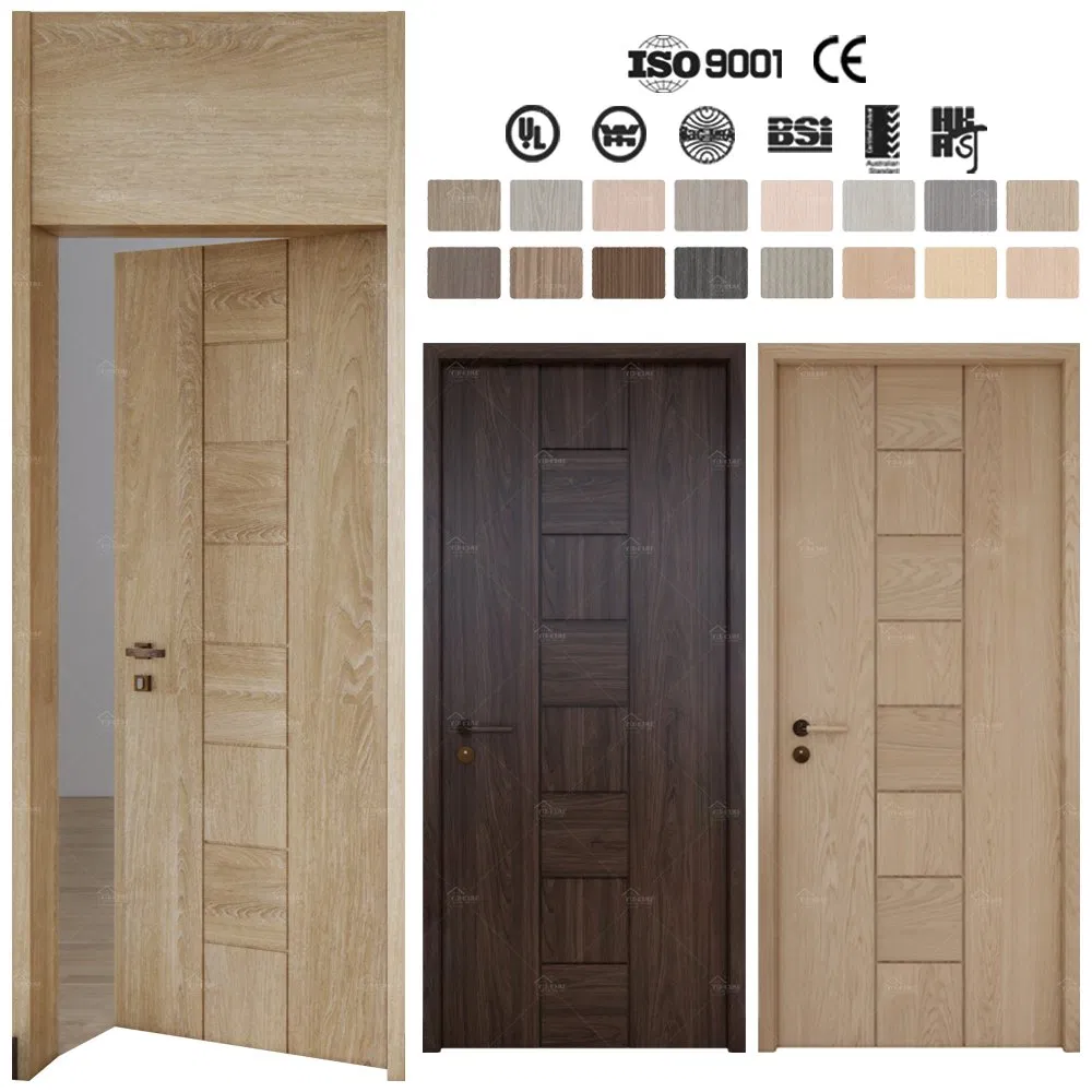 Us Standard Wholesale White Primed 2 3 4 Panels Oak Wood MDF Fire Rated Shaker Style Interior Doors Prehung for House