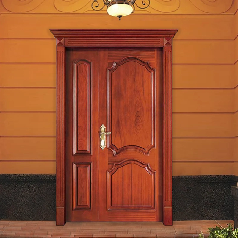 Foshan Top Quality House Exterior Main Wooden Doors Design One and Half Leaf Antique Carved Wood Door