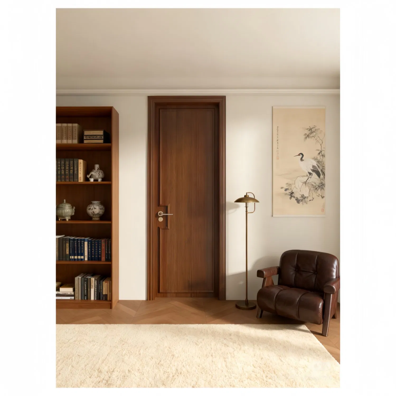 High-Quality Interior Bedroom Solid Wooden Door- Fire-Rated, Acoustic Laminated MDF Core with Real Wood Surface, Bulk Supply