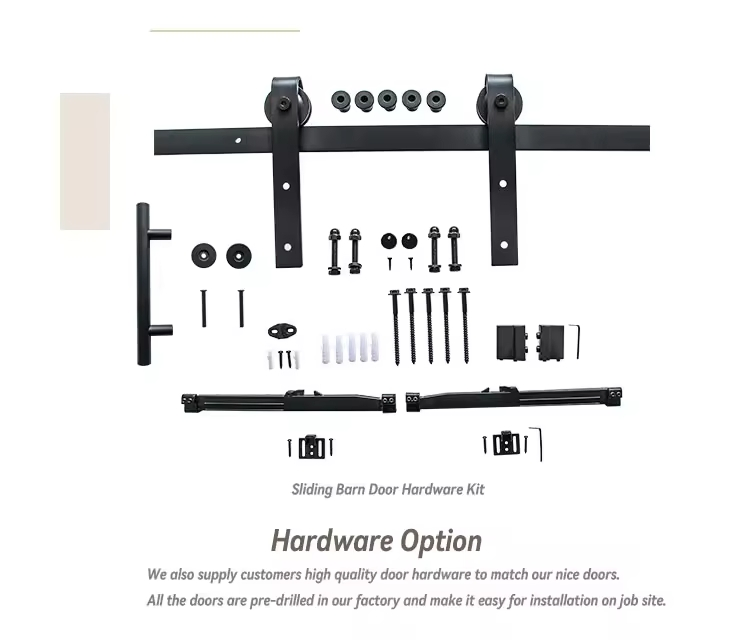 Solid Pine Wood Wooden Sliding Barn Door with Hardware
