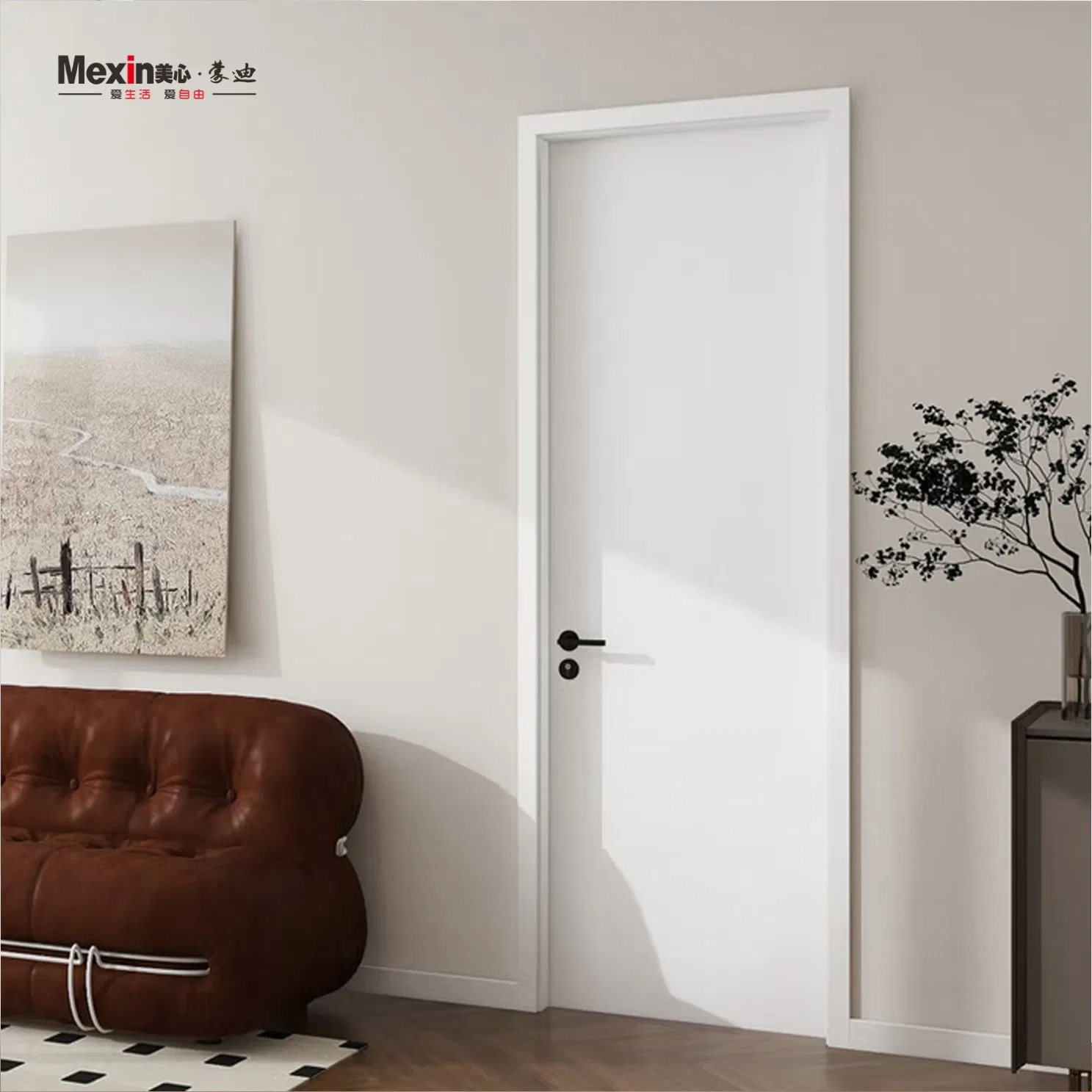 Mexin Composite Wooden Wood Interior PVC Door Customized for Home Villa Residential Grain Finish
