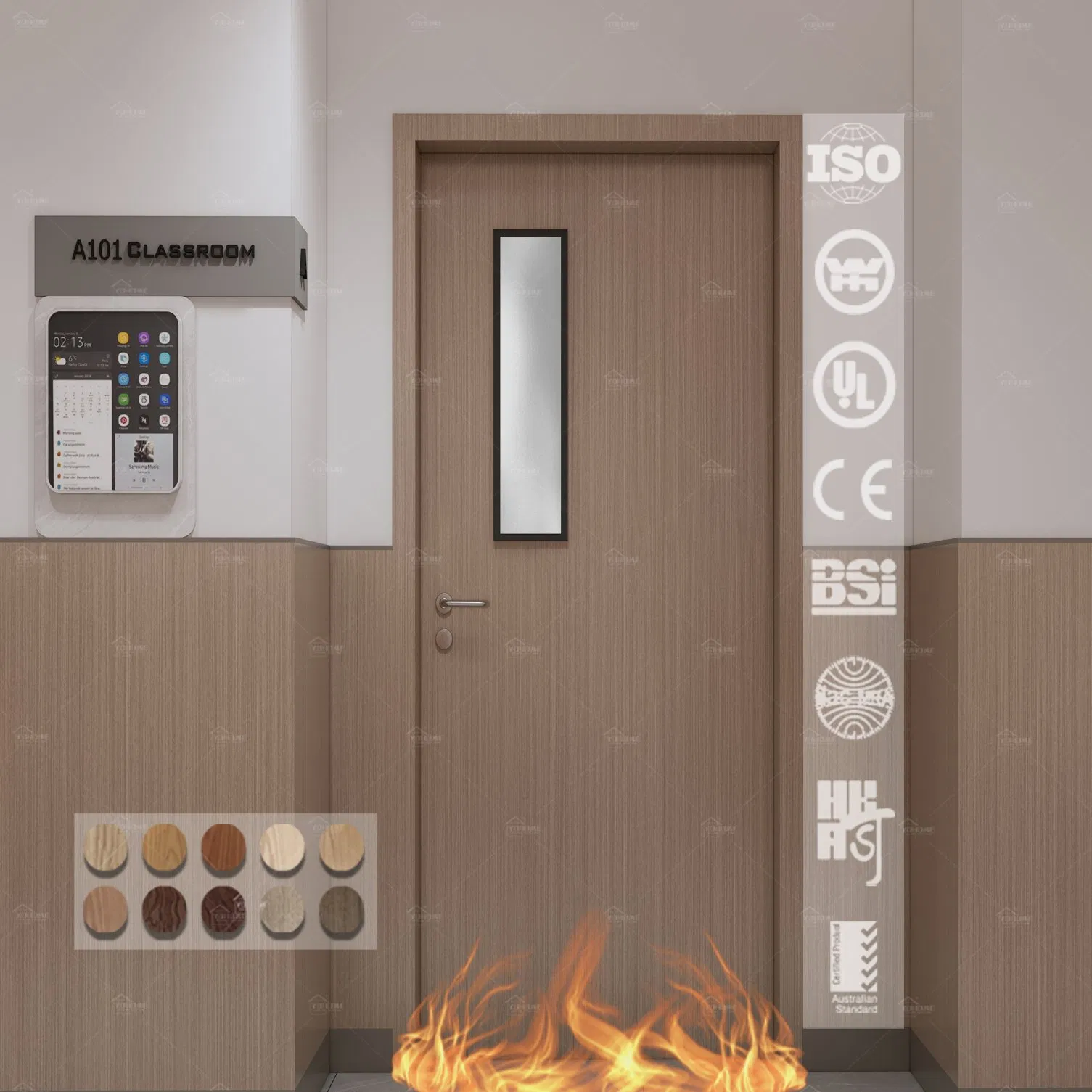 China High Quality Factory Custom School Classroom Wood Fire Rated Doors HPL Fire Proof as/CE/UL Certified Timber Fireproof School Doors