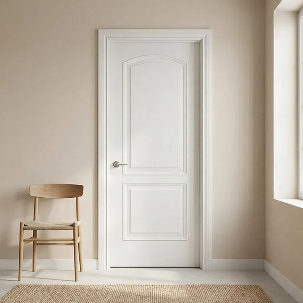 Wood Grain Surface Modern Interior Room Waterproof WPC Door Wooden Wood Plastic Composite PVC Door for Bedroom Bathroom Hotel Apartment School Hospital