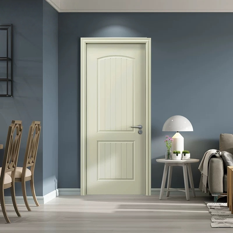 Light Cream White European Style Double Solid Wood Doors Luxury Interior Doors for Formal Living Rooms and Villas with Classic Carved Details