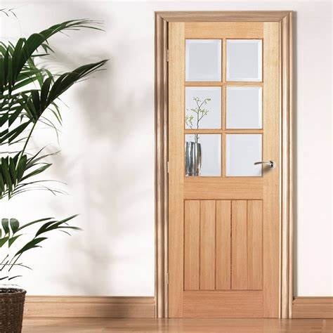 Mexicano Design Internal Wooden Oak Glass Door for Apartment