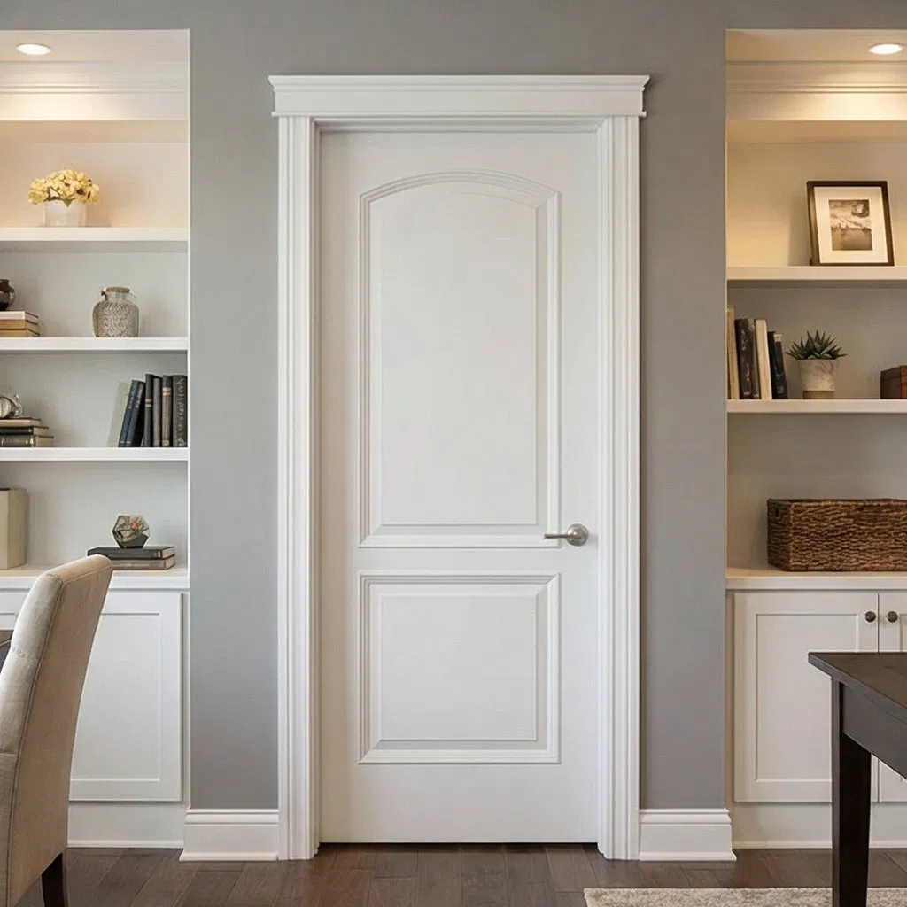 Wood Grain Surface Modern Interior Room Waterproof WPC Door Wooden Wood Plastic Composite PVC Door for Bedroom Bathroom Hotel Apartment School Hospital