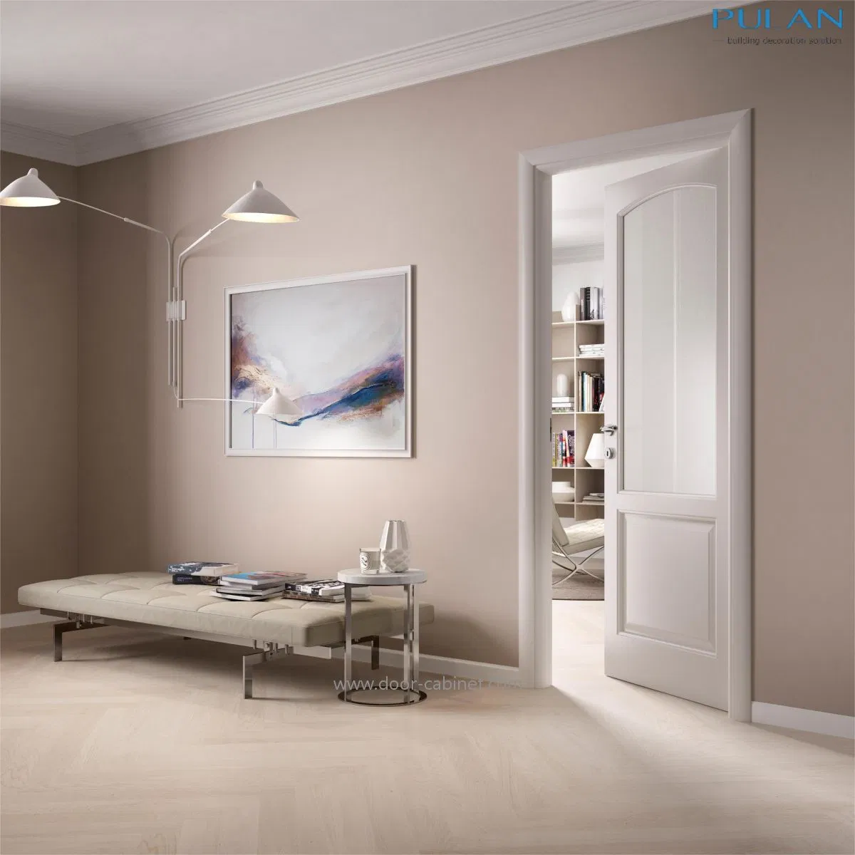 Elegant Engineered Wood Internal Door with Glass Panels