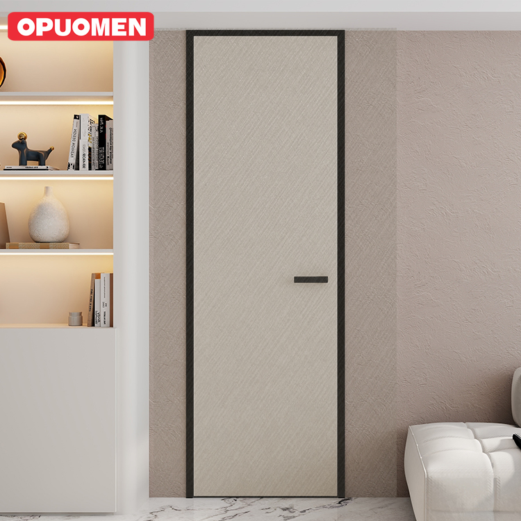 Aluminum-Wood Minimalist Interior Door Premium Acoustic Insulation &amp; Modern Aesthetic for Bedrooms