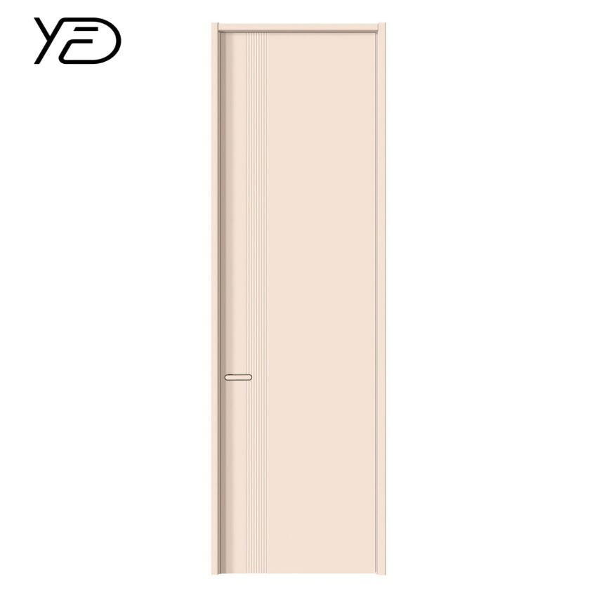 China Modern T-Shaped Soundproof Bedroom Swing Composite Wood Door Simple Internal White Primer PVC Wood Grain MDF Interior for Hotels