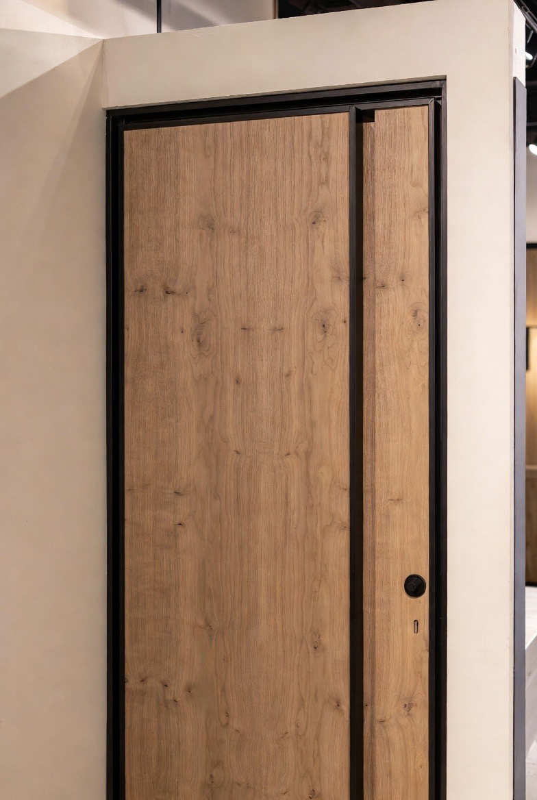 Premium Steel Border Wood Veneer Door for Modern Interiors