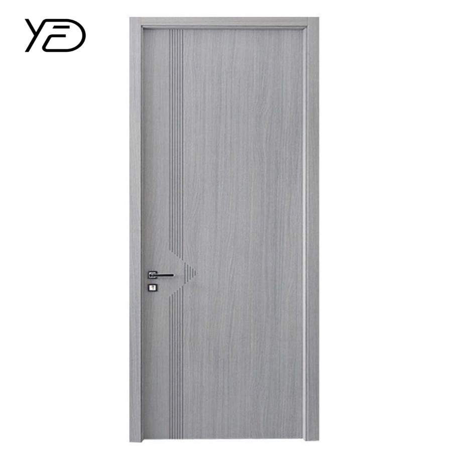 China Modern T-Shaped Soundproof Bedroom Swing Composite Wood Door Simple Internal White Primer PVC Wood Grain MDF Interior for Hotels