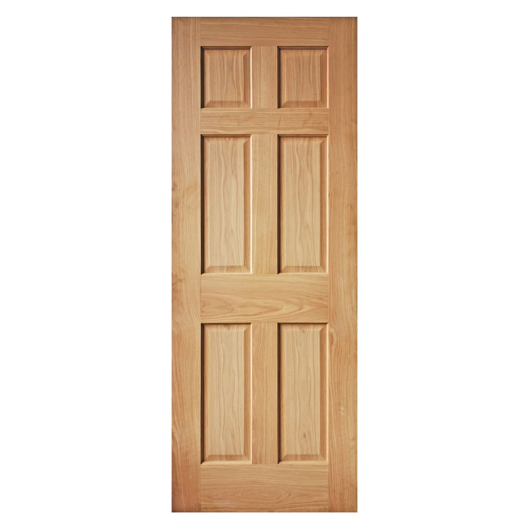 Solid Core 6 Raised Panel White/Red Oak Veneered Wood Door for Internal Room