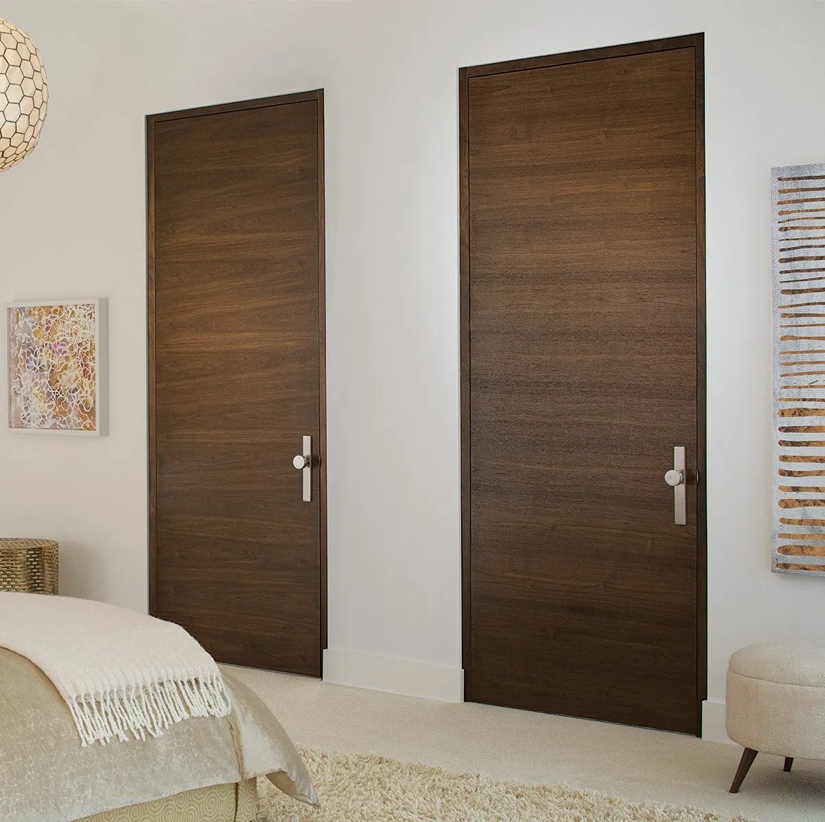 Modern Composite Solid Core Interior Oak Veneer Finished Painting Wooden Flush Door