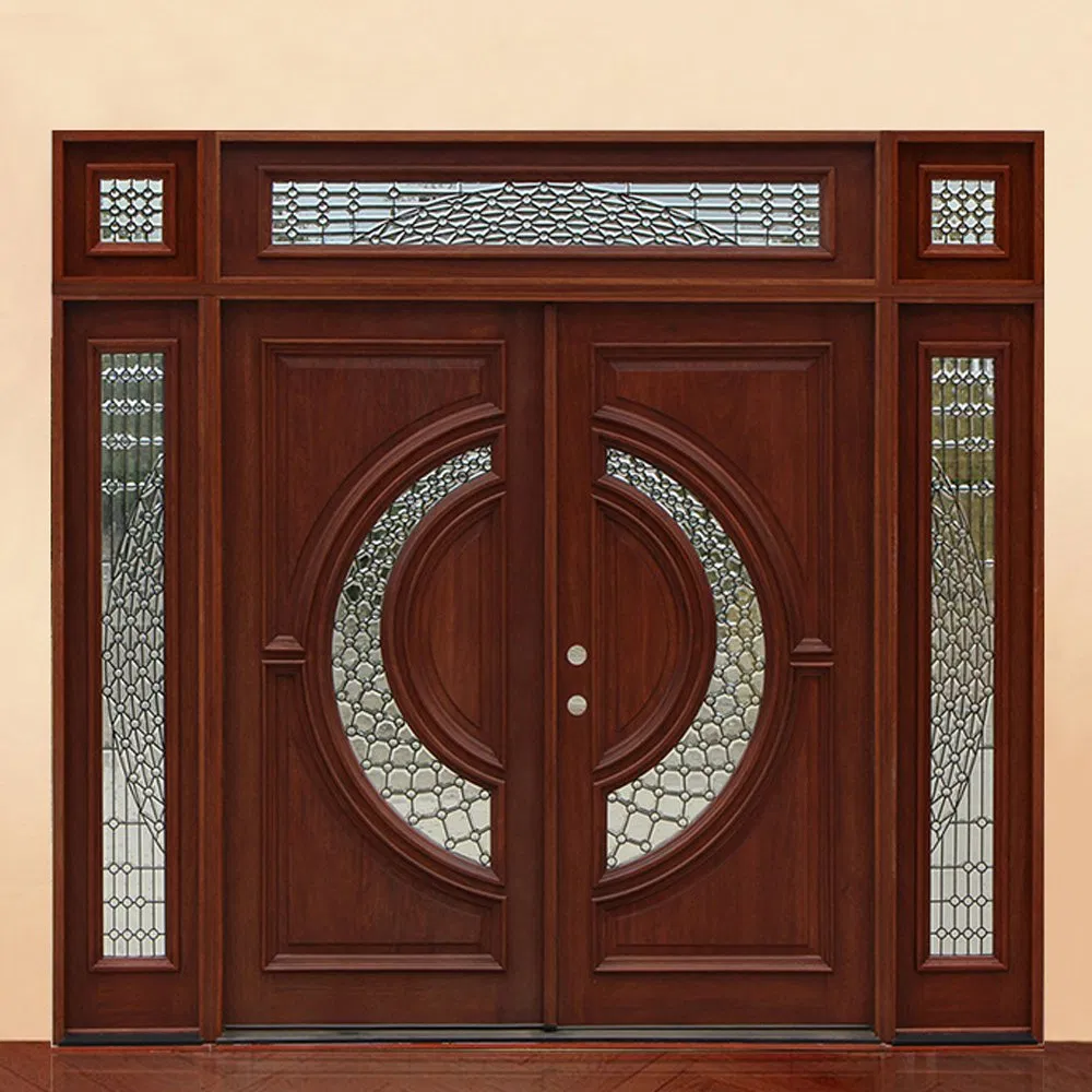 Top Quality Wooden Door House Villa Exterior Double Engrave Wooden Doors Custom Made Solid Wood Main Front Entry Door Design