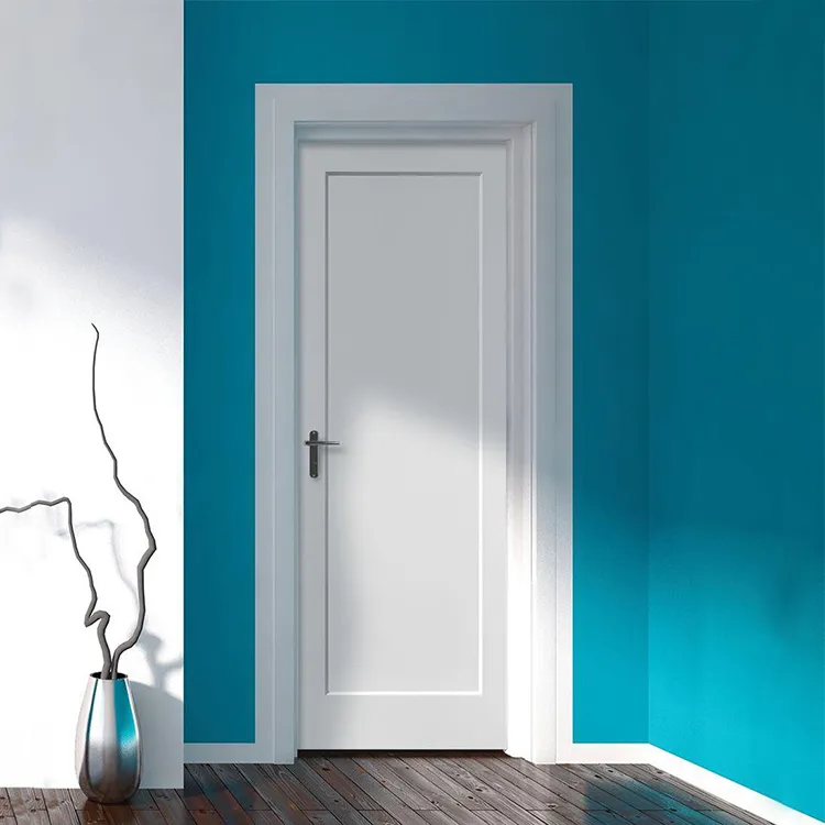 Interior Room Wooden Doors Design Internal Painting White Flat Panel Solid Core Engineered Wood Door