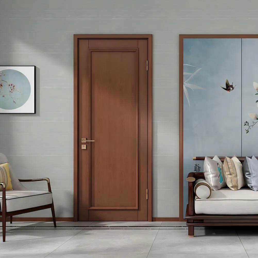 Modern Style Room Veneer Wood Door Rubber Wood Bedroom Door Internal Wood Doorlow-Key and Fashionable with Sound Insulation Finished Surface