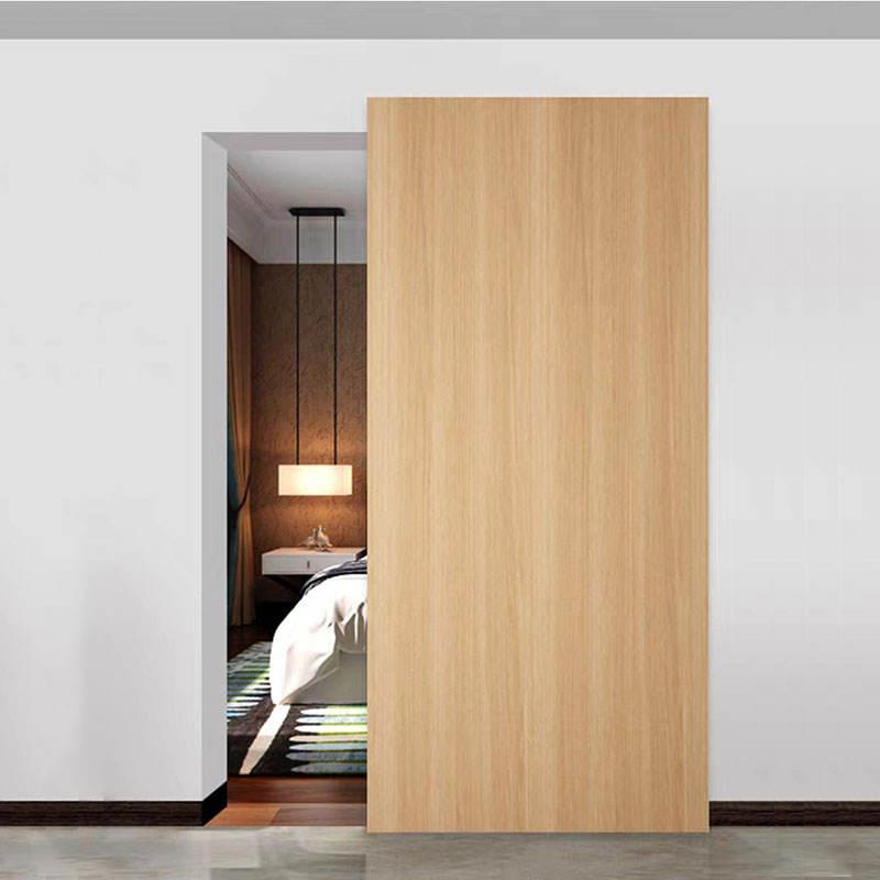 Wholesale Interior Solid Wood Barn Style Ghost Sliding Door with Brushed Nickel Hardware for Hotel Interior Industrial Use