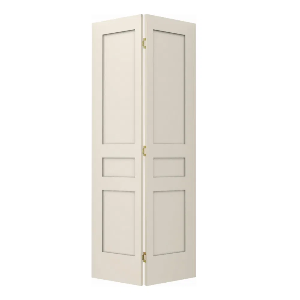 32 Inch White 2 Panel Top Hung Internal Closet Solid Wooden Slim Frame Bifold Doors
