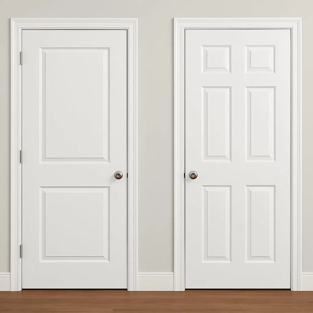 6 Panel Interior Hollow Core Molded Door White Primed Internal Modern Door MDF Wooden Slab Doors