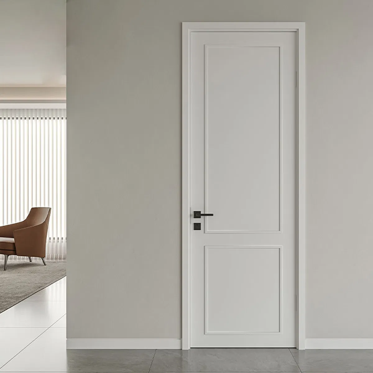Durable Wooden Interior Door Composite Wood Grain Indoor Fiber Door Entrance Interior Wood Door PVC WPC Wood Door
