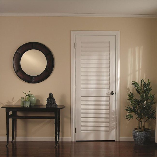 Internal 36 X 84 Plantation Primed Wooden Barn Louver Door with Hardware Kit