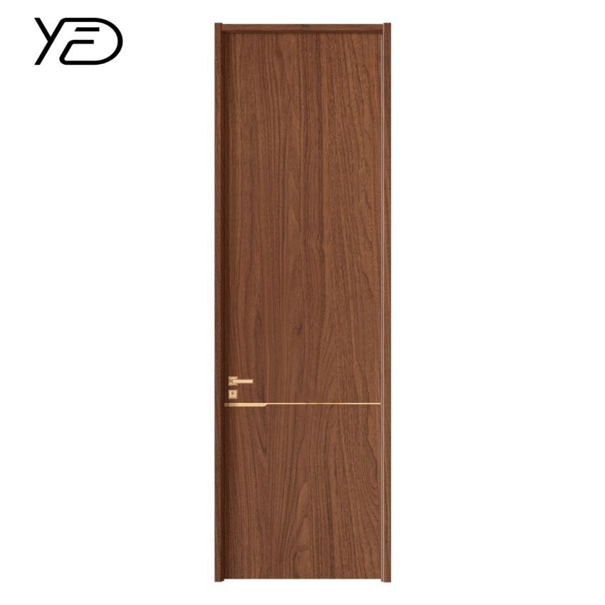 China Modern T-Shaped Soundproof Bedroom Swing Composite Wood Door Simple Internal White Primer PVC Wood Grain MDF Interior for Hotels