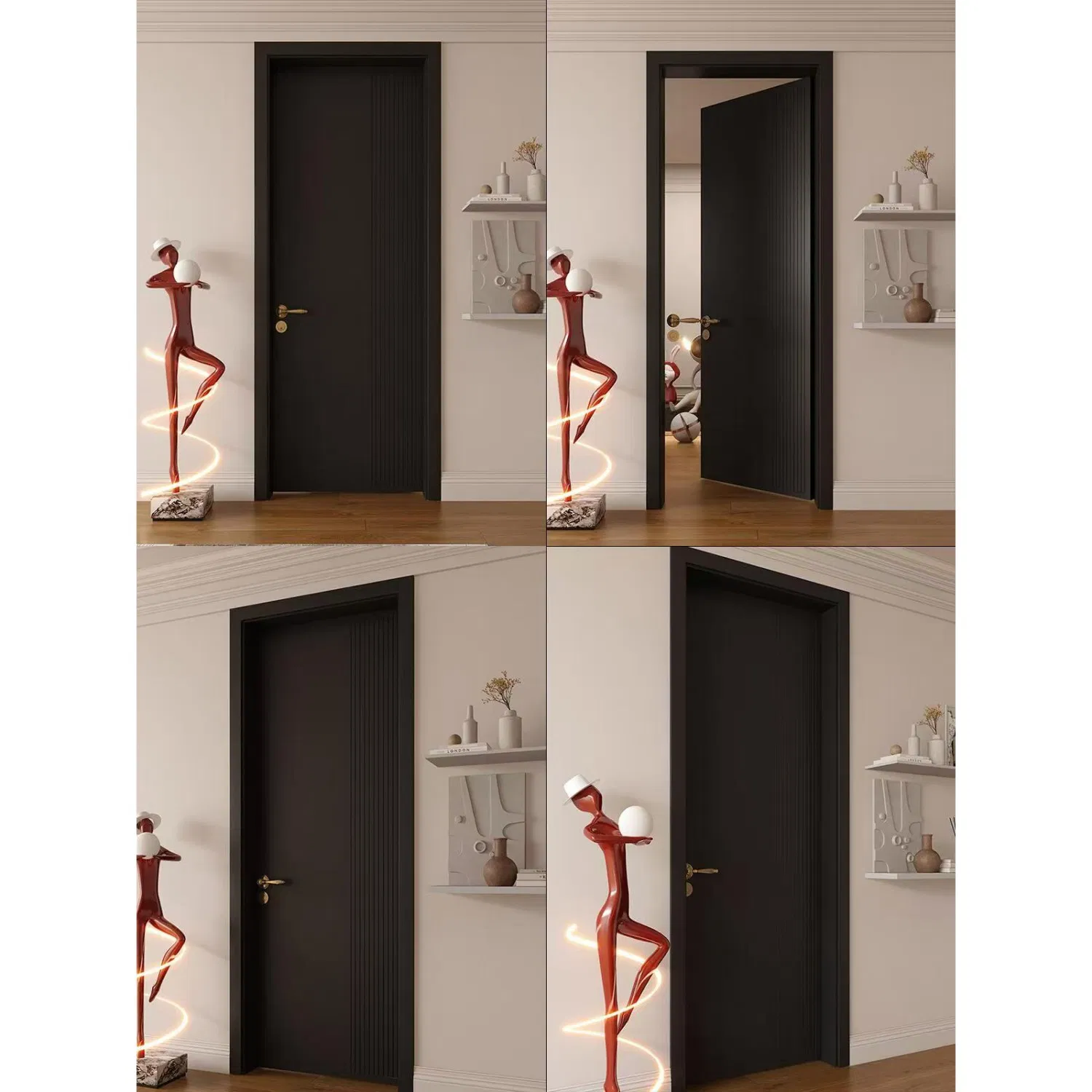 High Quality Solid Composite Wood Doors Durable Soundproof Modern for Entry for Bathroom Bedroom Hotel Use Available for
