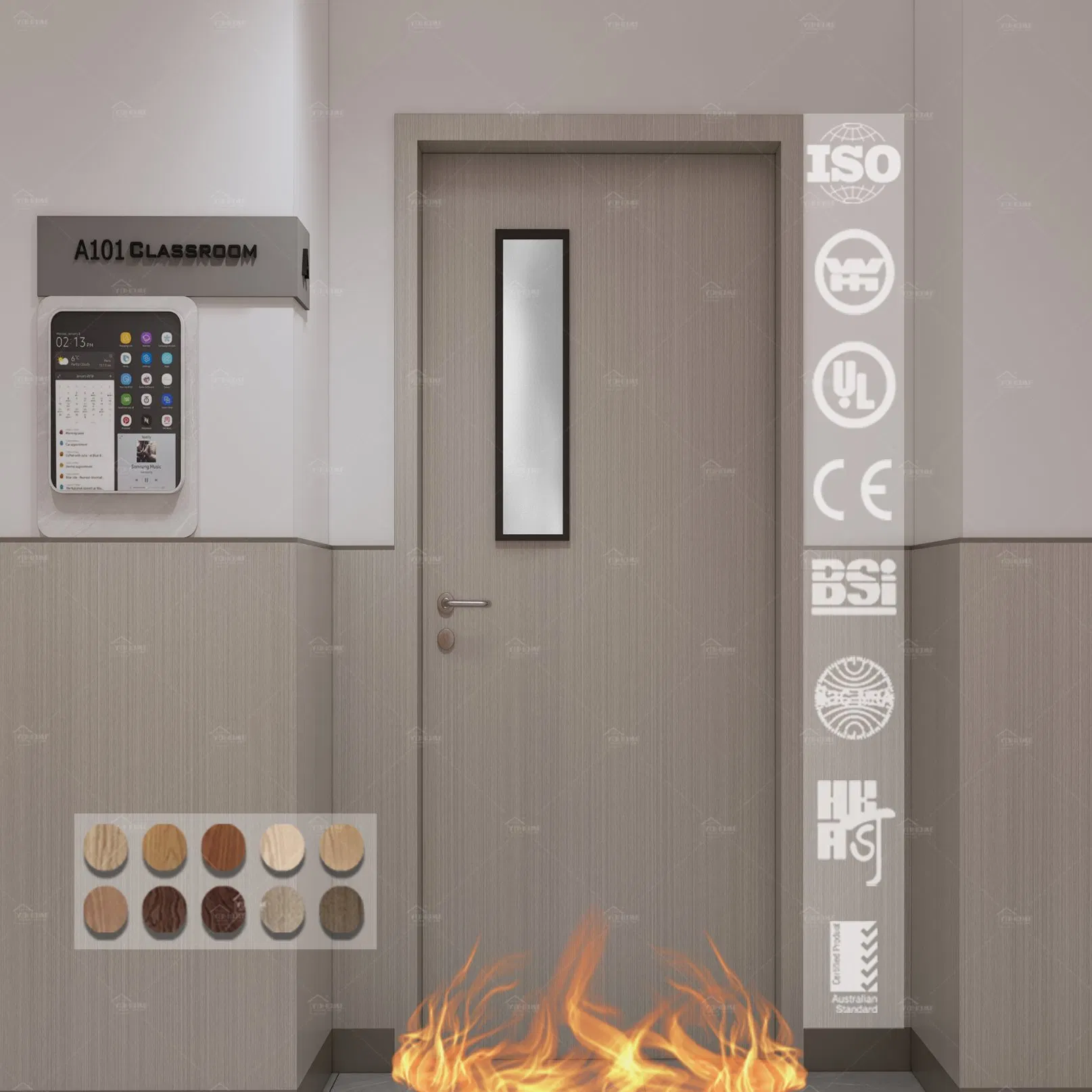 China High Quality Factory Custom School Classroom Wood Fire Rated Doors HPL Fire Proof as/CE/UL Certified Timber Fireproof School Doors