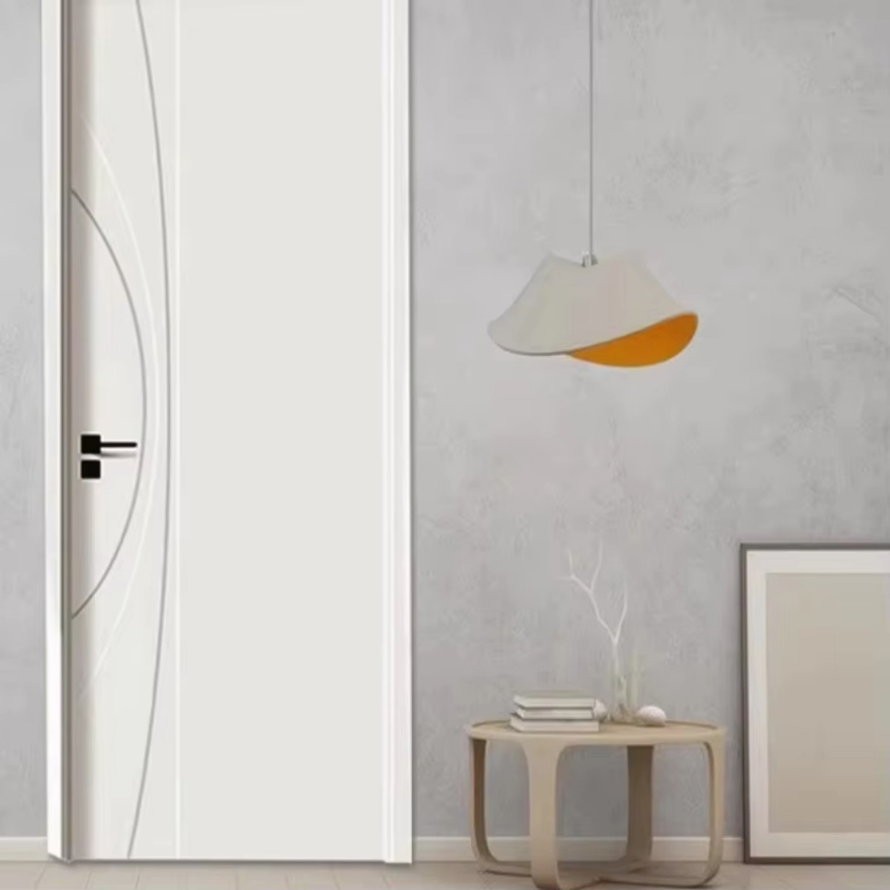 Solid Wood Baking Paint Veneer Interior Door Modern Design for Entry in Bedroom Bathroom Hotel Kitchen Villa School Made China