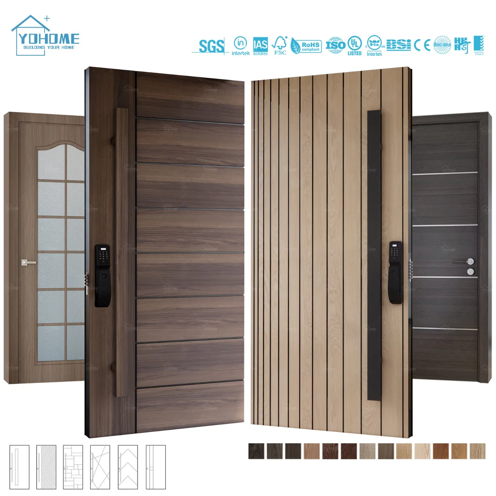 European Top Designer High End Entrance Front Doors for Houses Modern External Front Entry Doors Solid Wood Exterior Pivot Doors