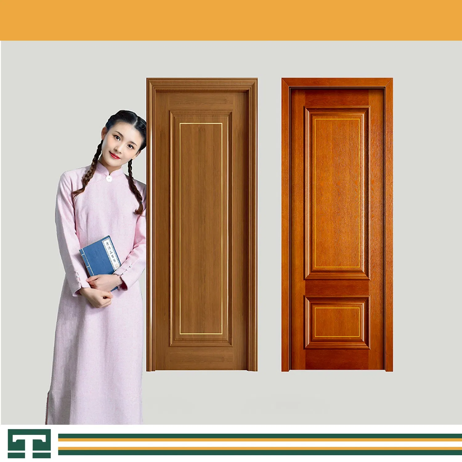Modern Interior Room Main High Quality Wooden Double Leaf Solid Wood Security WPC PVC Soundproof Sliding Entry Carbon Crystal Waterproof Fire Rated House Door