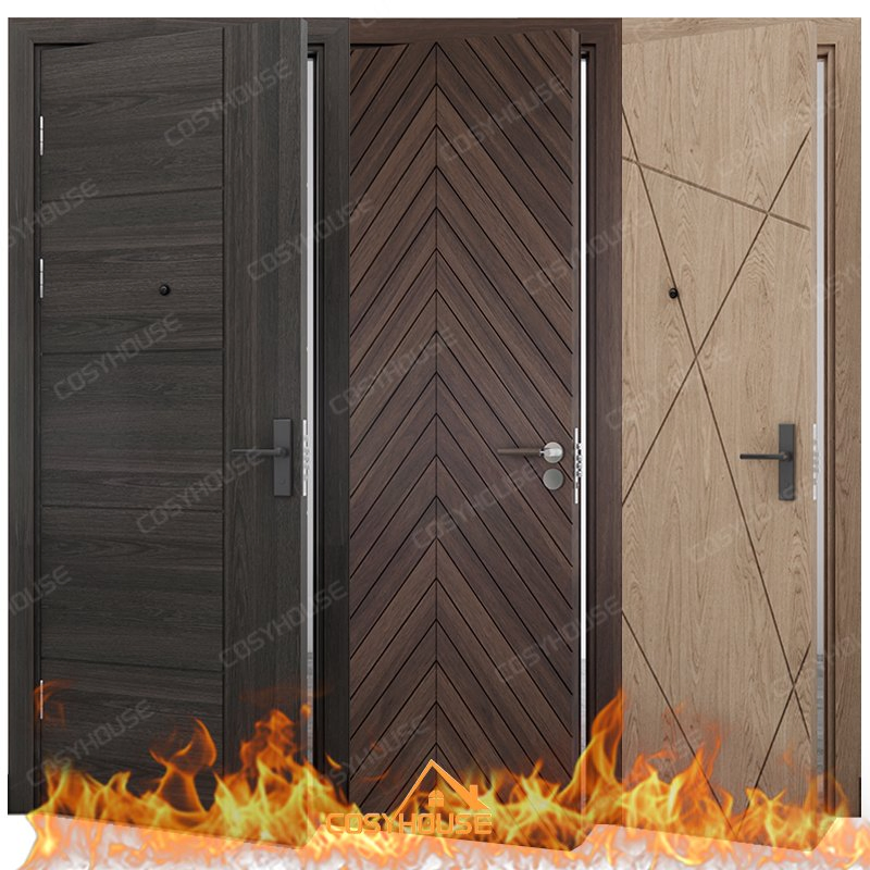 Classic Fireproof Wooden Apartment Bedroom Door with Acoustic Features and Safety Certificates