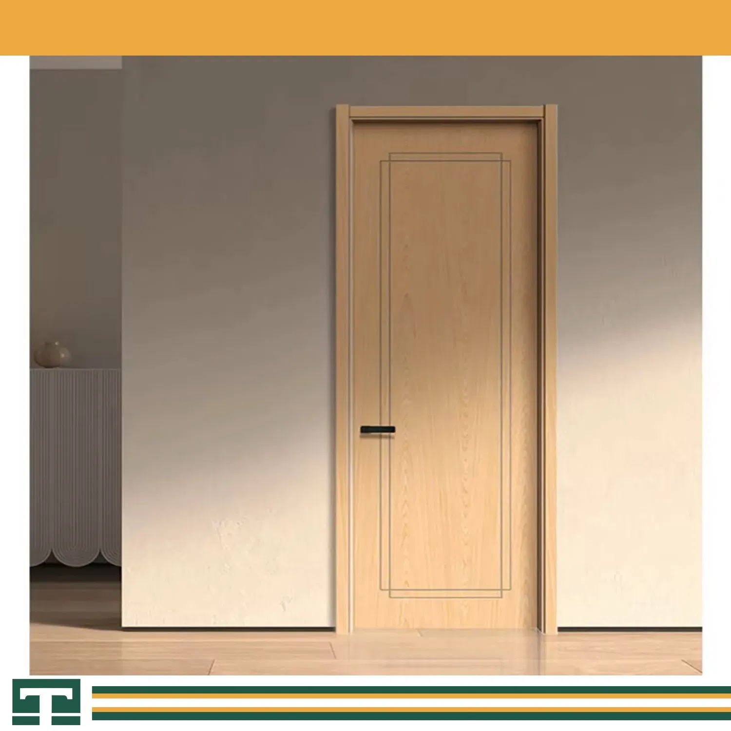 Customized Modern Wooden Wood Grain Surface Interior Room Waterproof Soundproof WPC PVC Door Plastic Composite PVC Door for Bedroom Hotel Apartment School