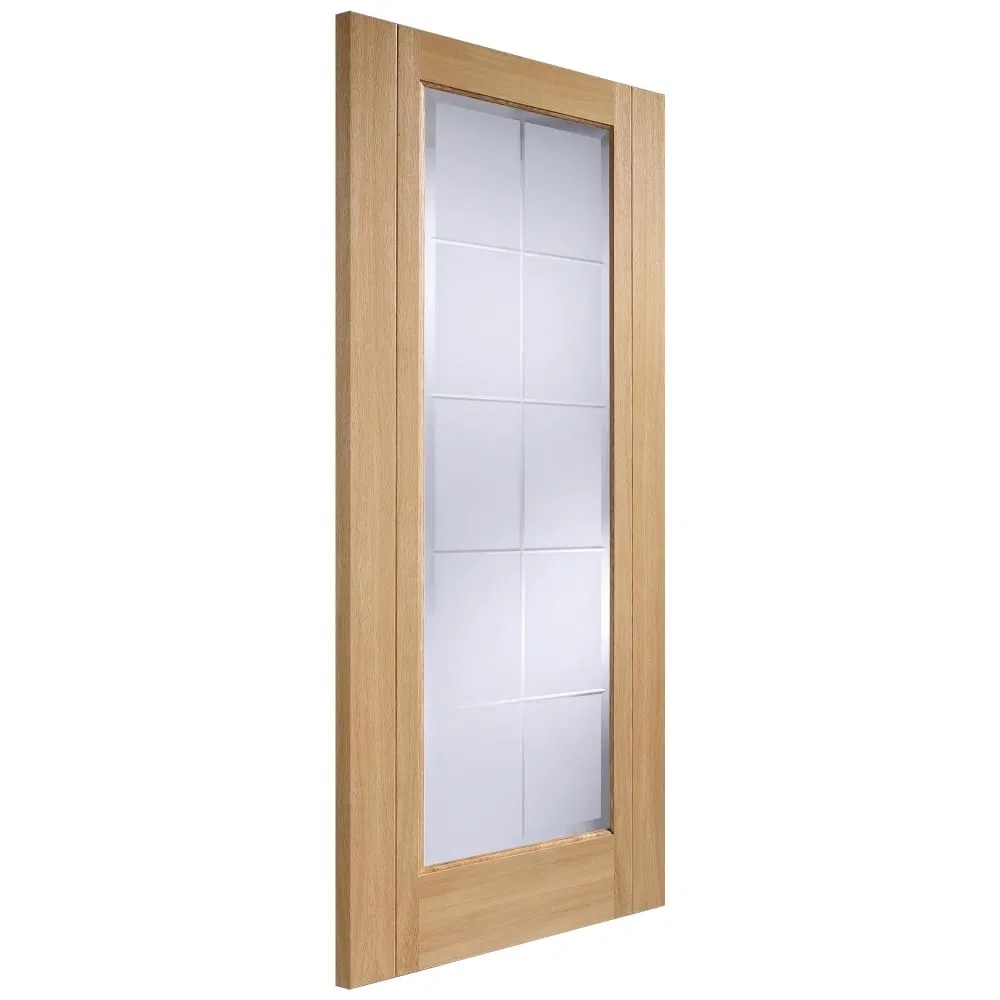 Engineered Solid Wooden Oak Frosted Design Glazed Internal Door