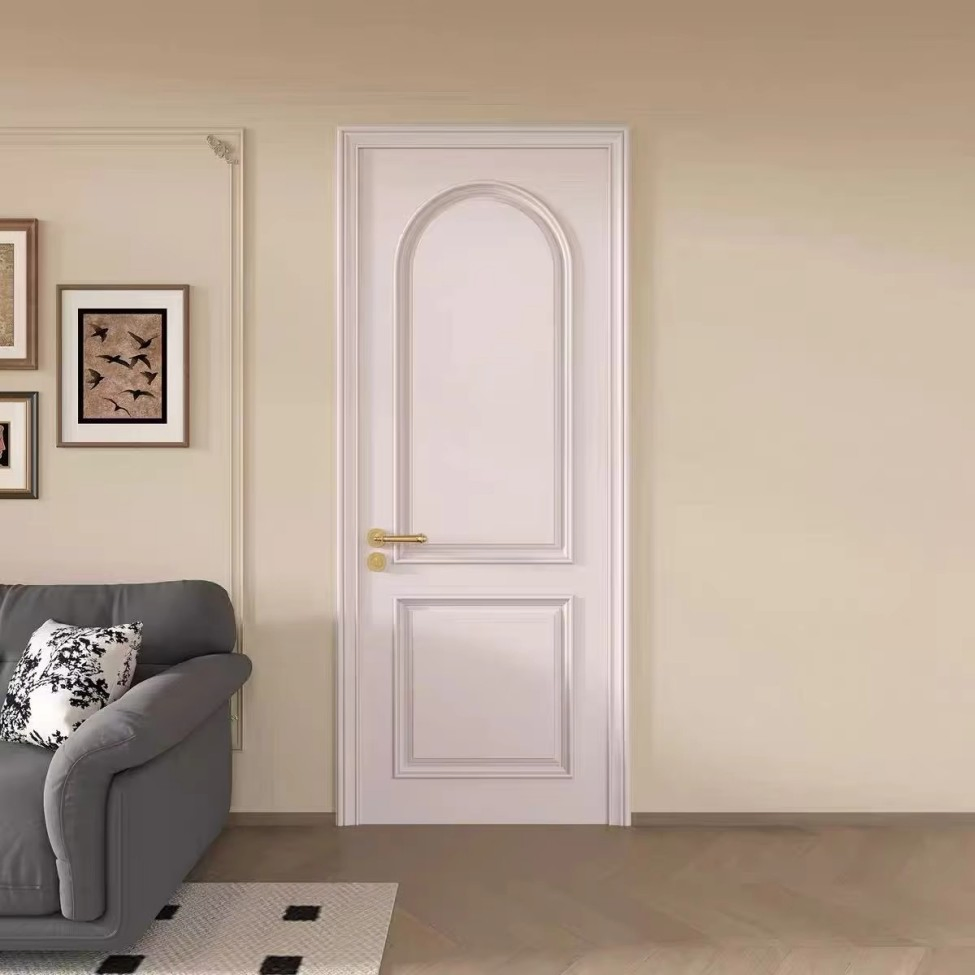 China WPC Door Acoustic Bedroom Indoor Room PVC Wood Plastic Composite Interior House Door with Door Frame Factory