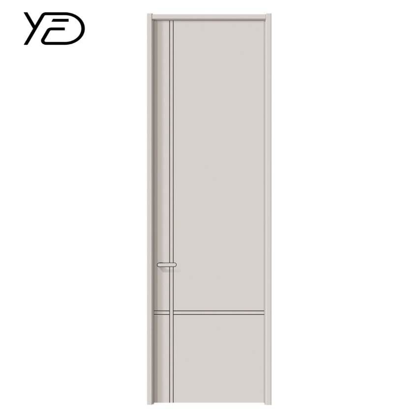 China Modern T-Shaped Soundproof Bedroom Swing Composite Wood Door Simple Internal White Primer PVC Wood Grain MDF Interior for Hotels