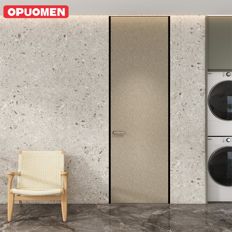 Aluminum-Wood Minimalist Interior Door Premium Acoustic Insulation &amp; Modern Aesthetic for Bedrooms