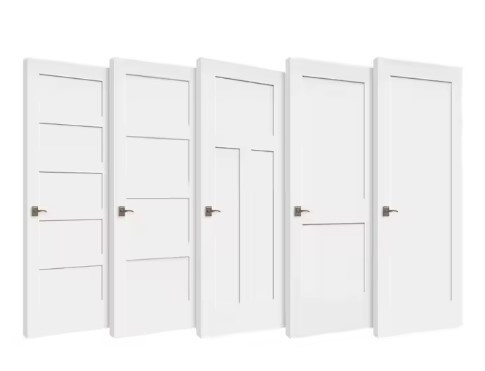 30*80 2 Panel White Primed Interior Shaker Style Slab Doors Wood MDF Modern Molded Room Doors Internal Bedroom Doors for Houses