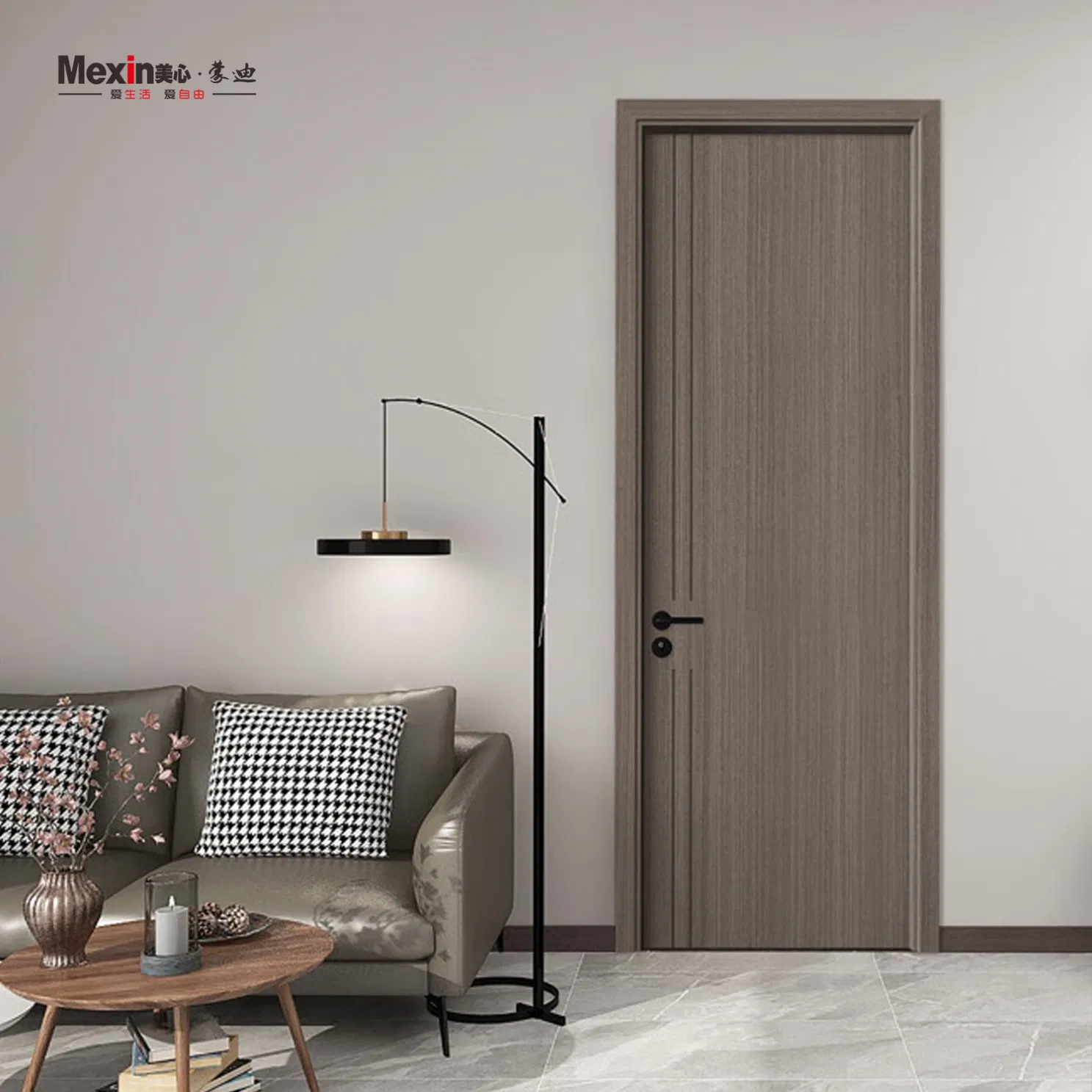 Mexin Composite Wooden Wood Interior PVC Door Customized for Home Villa Residential Grain Finish