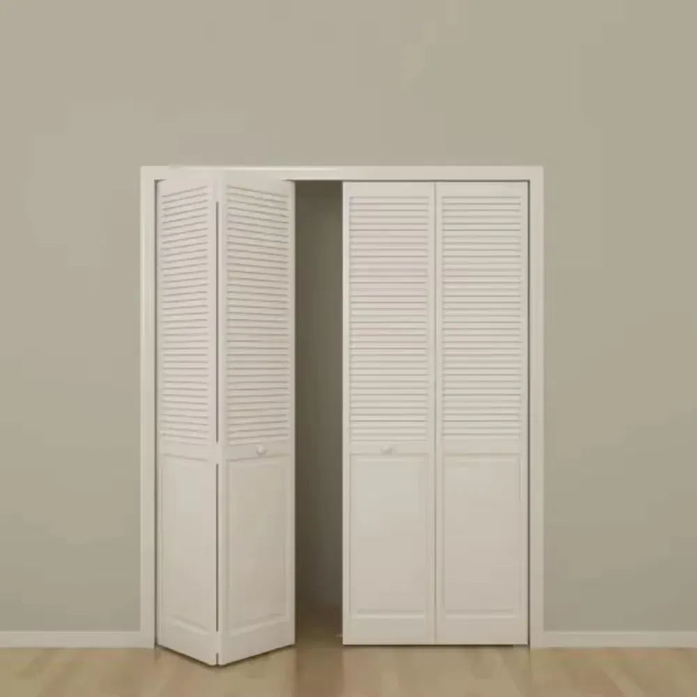 Wood Louvered Folding Doors Interior White Wooden Pantry Cabinet Louvre Closet Bifold Door