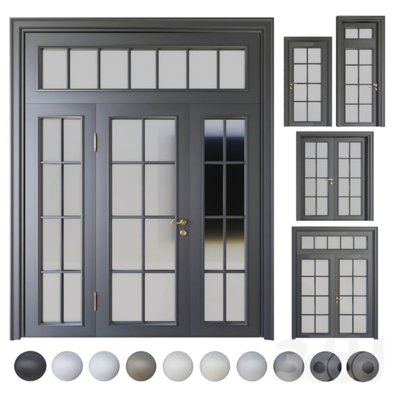 New Solid Wood Classic Style MDF PVC Entrance Door French Patio Doors