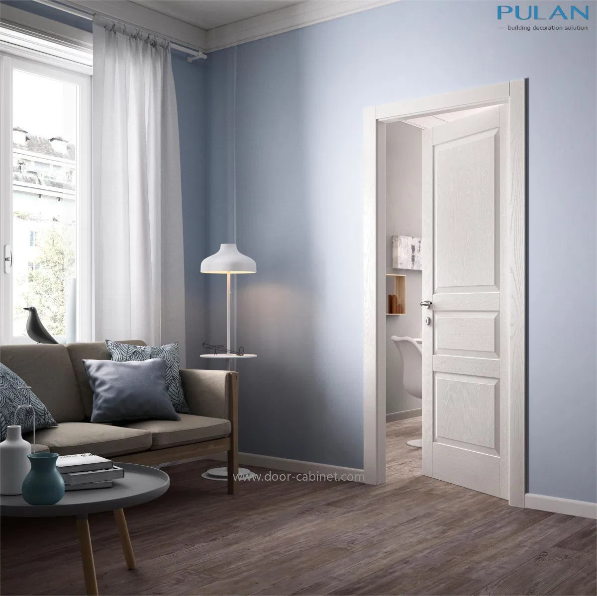 Elegant Engineered Wood Internal Door with Glass Panels